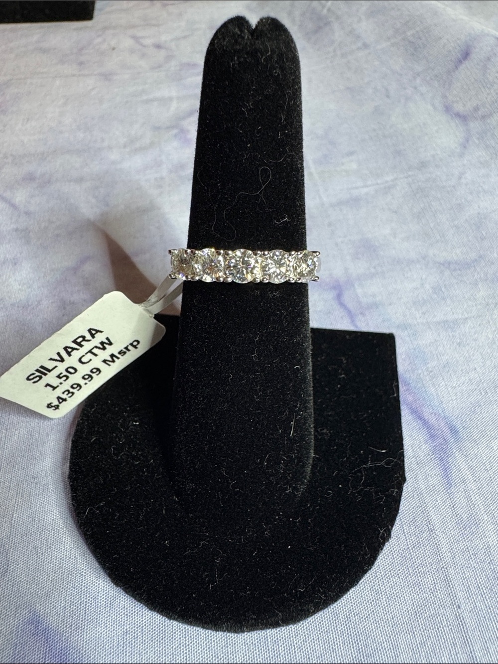 1.50 CTW Moissanite Five-Stone Band - 925 Silver